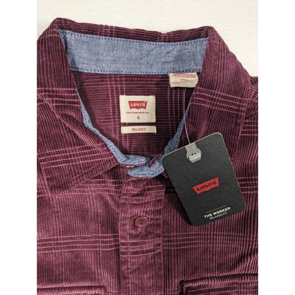Levi's Button-Down Men's Small Corduroy Worker Relaxed-Fit Shirt Fig Purple $65 - Picture 4 of 16